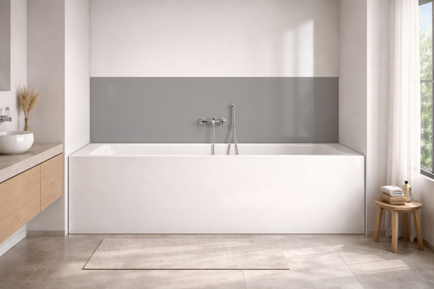 Badrückwand Einfarbig RAL 9006 Weißaluminium
