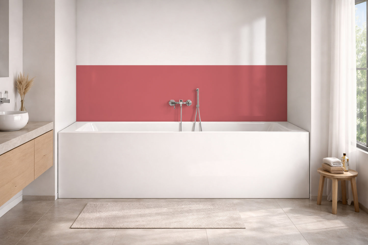 Badrückwand Einfarbig RAL 3017 Rose