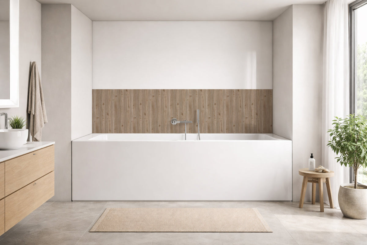Badrückwand Holzoptik