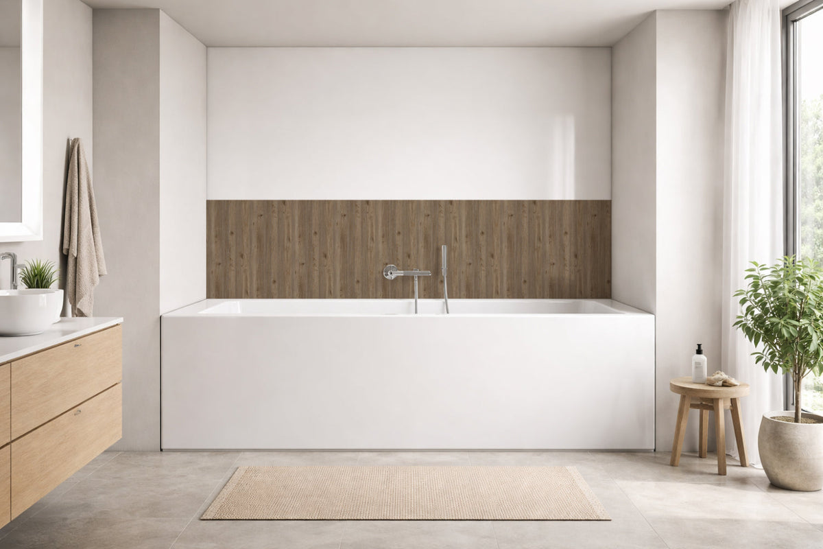 Badrückwand Holzoptik