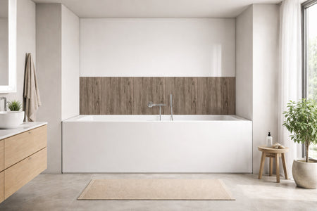 Badrückwand Holzoptik