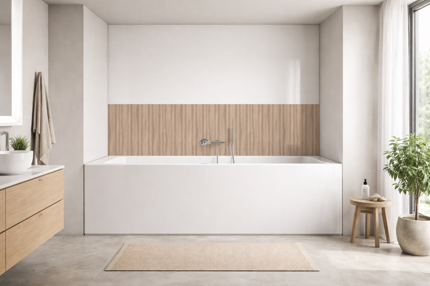 Badrückwand Holzoptik