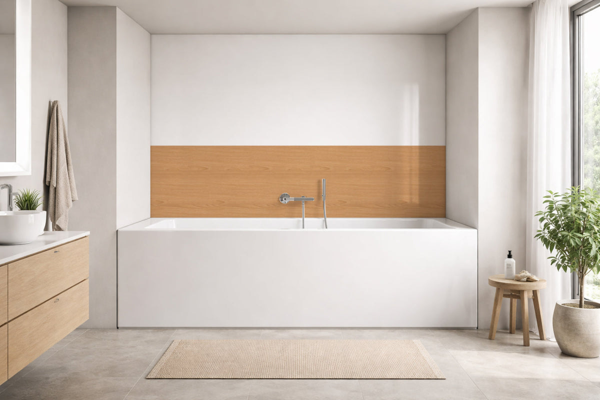 Badrückwand Holzoptik
