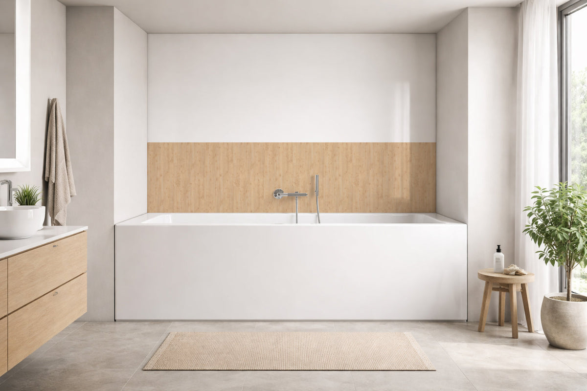 Badrückwand Holzoptik