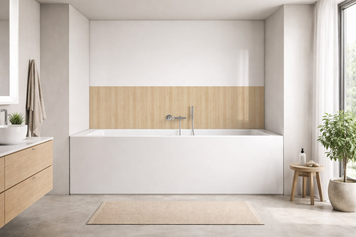 Badrückwand Holzoptik