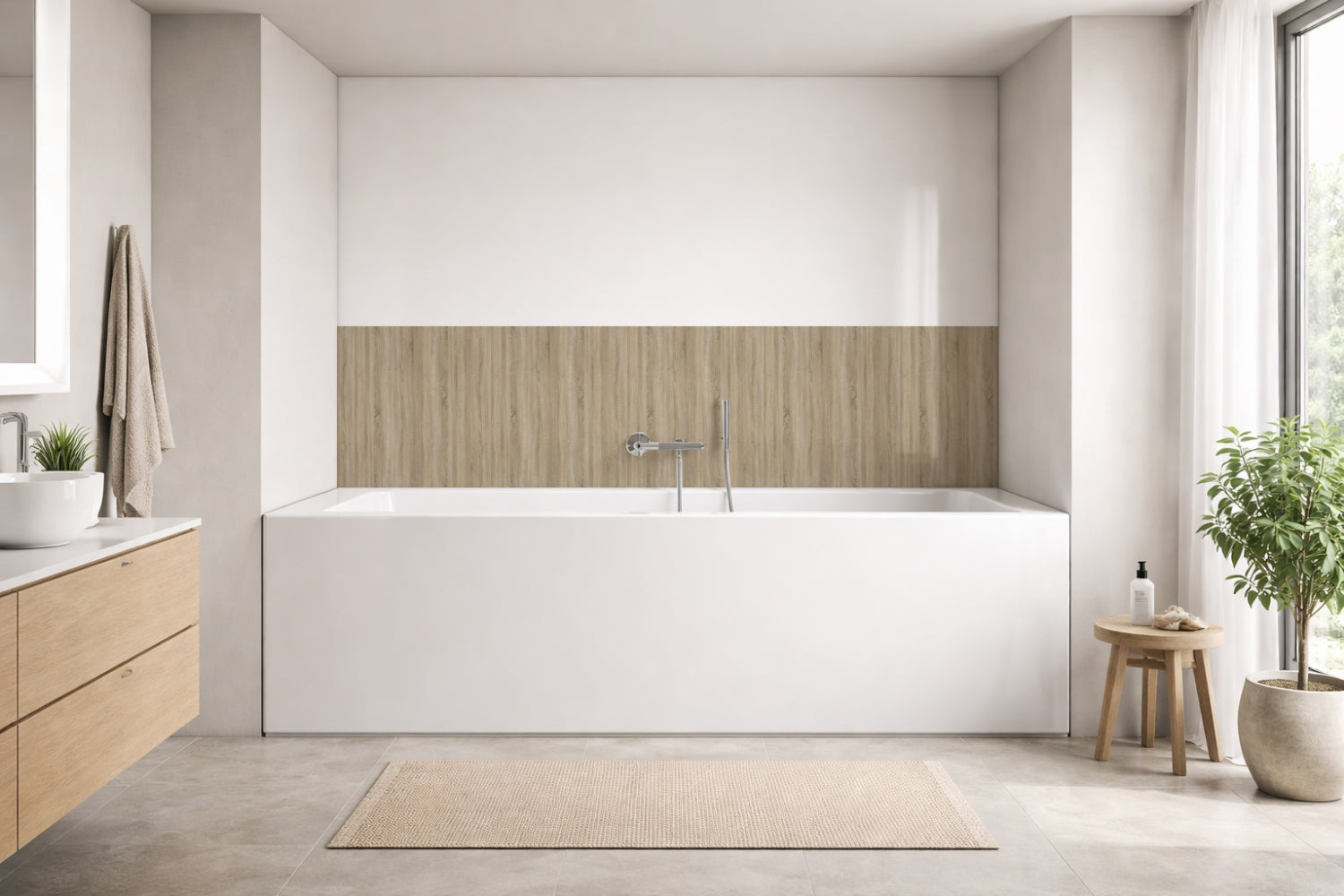 Badrückwand Holzoptik