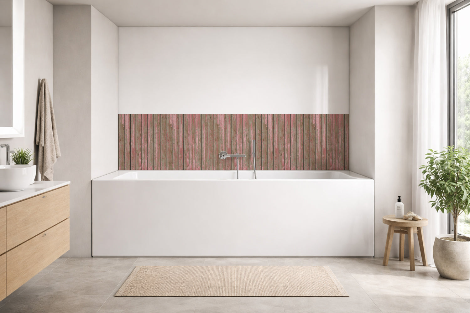 Badrückwand Holzoptik