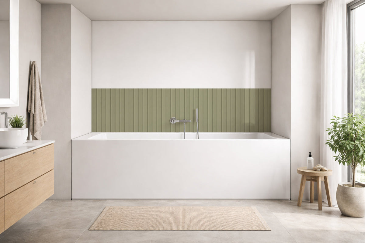 Badrückwand Holzoptik