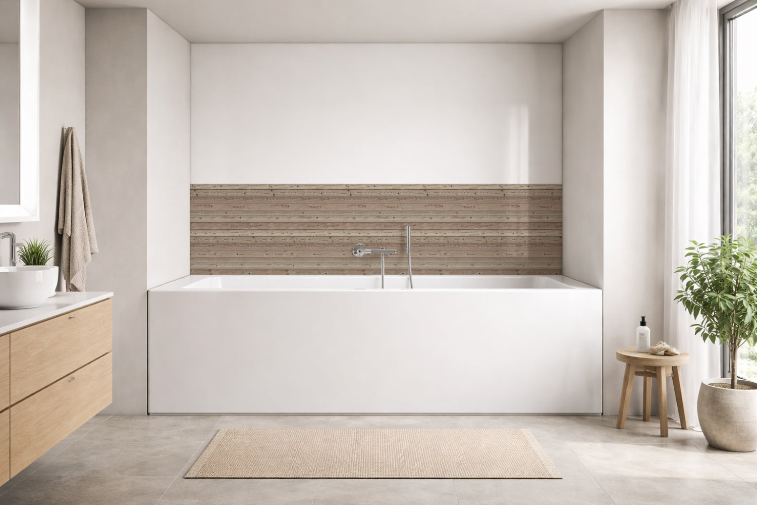 Badrückwand Holzoptik