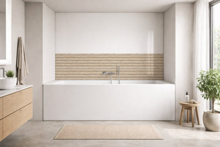 Badrückwand Holzoptik