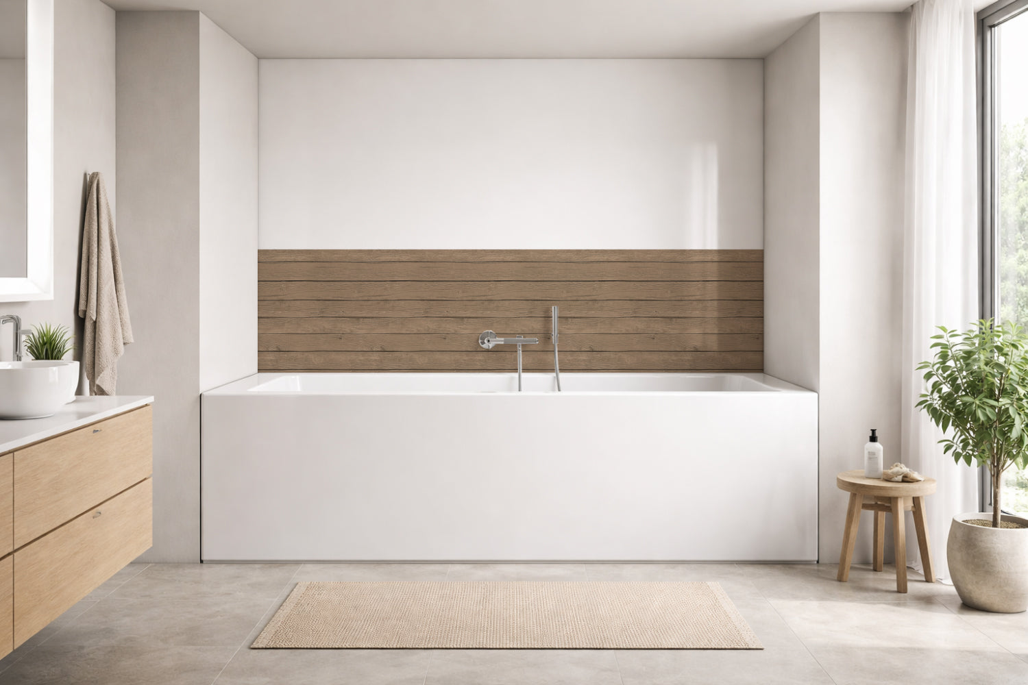 Badrückwand Holzoptik