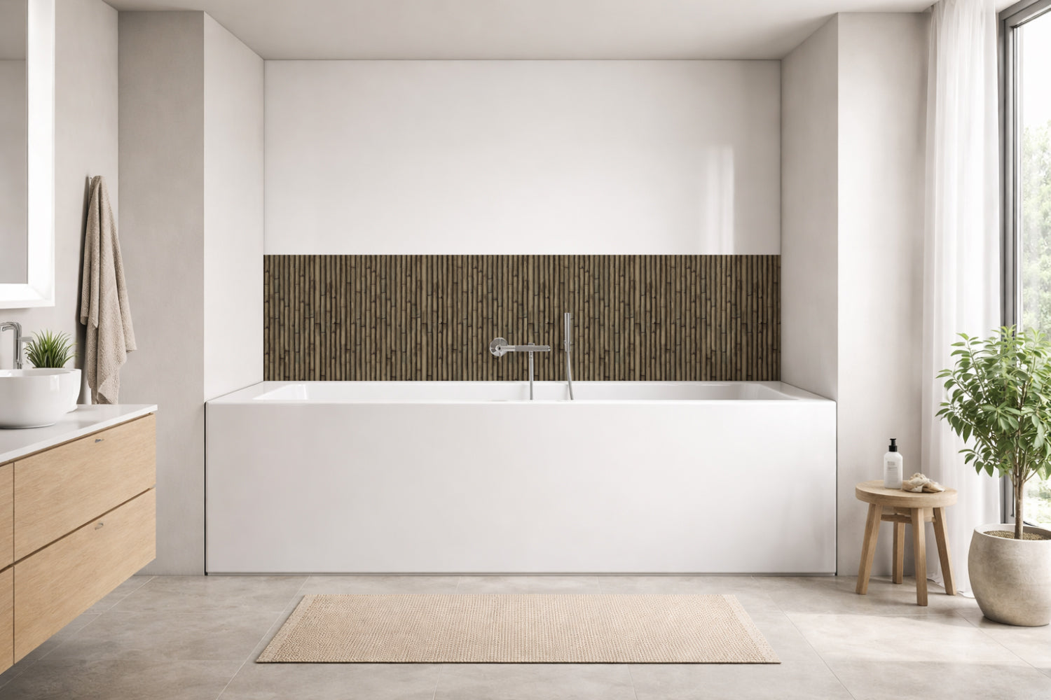 Badrückwand Holzoptik
