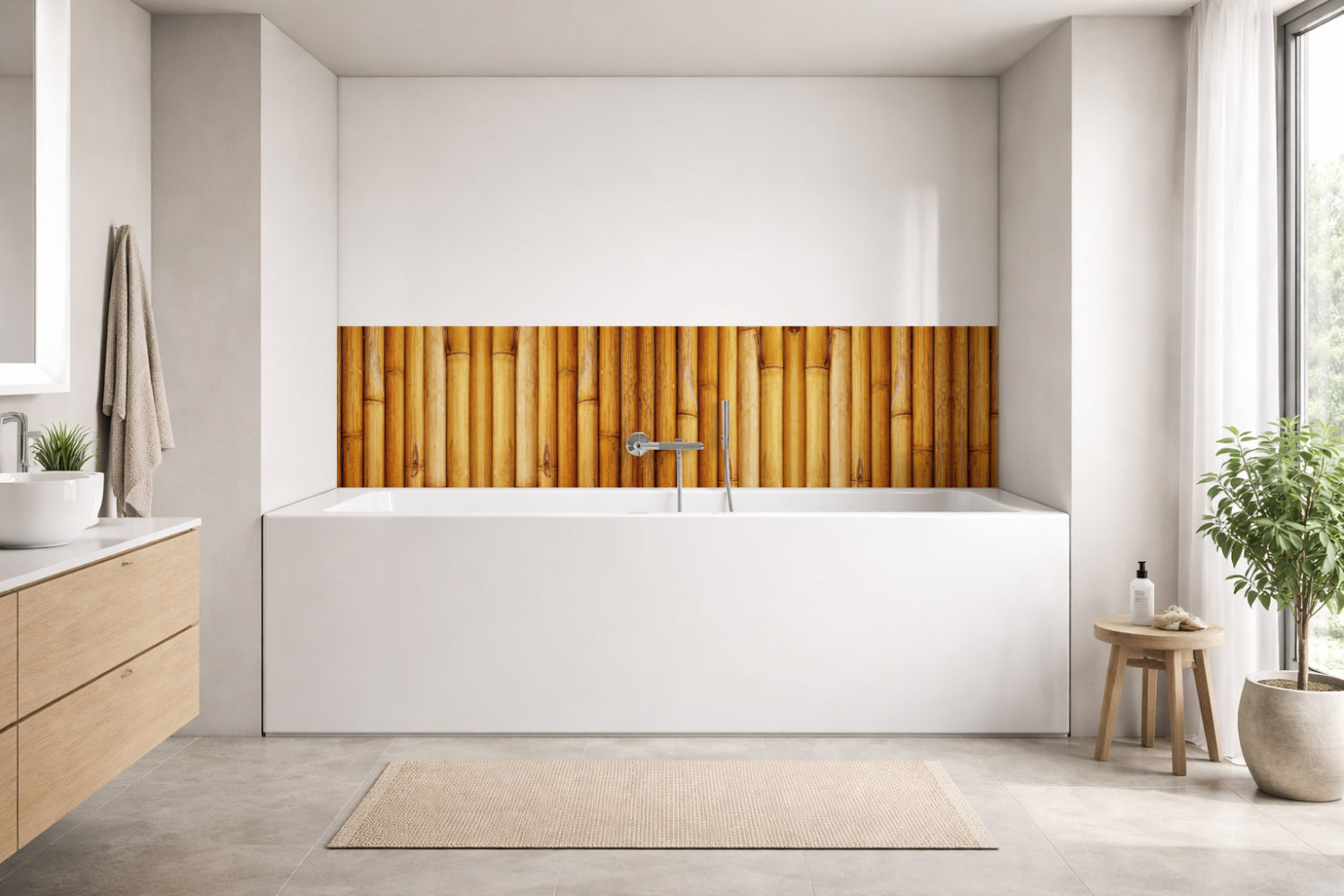 Badrückwand Holzoptik