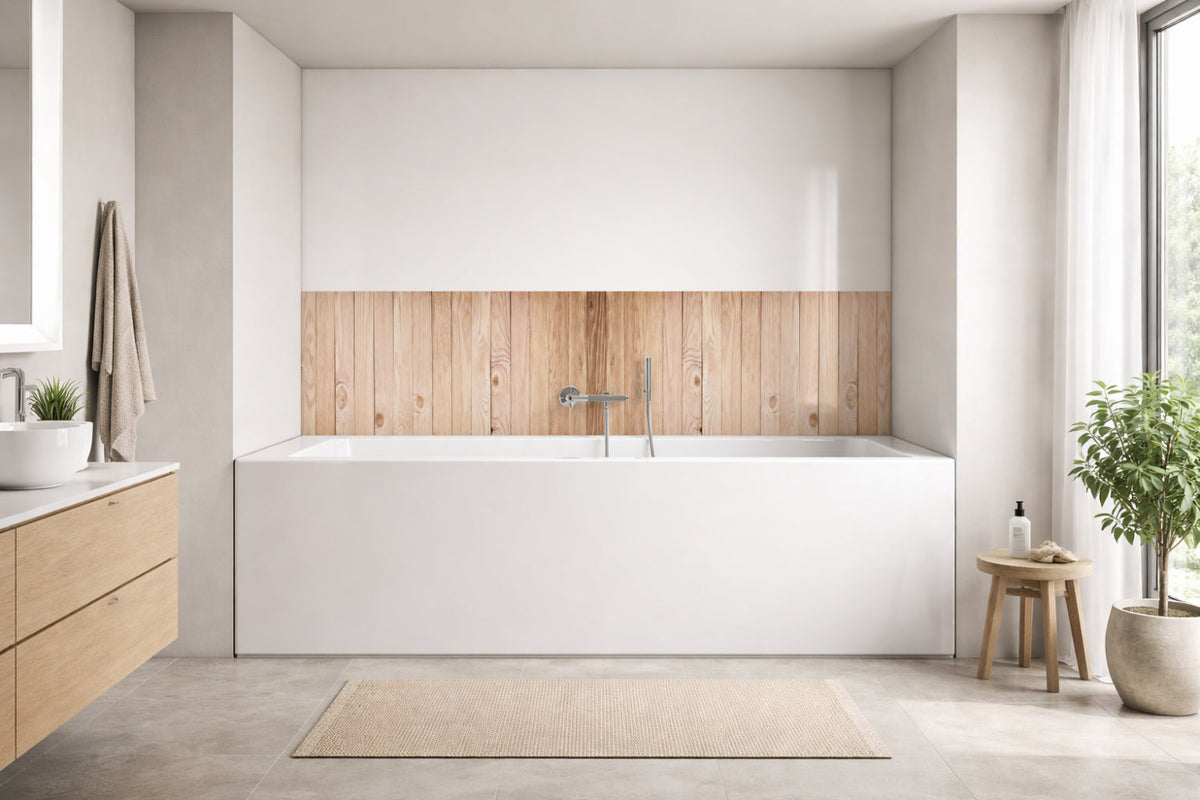 Badrückwand Holzoptik