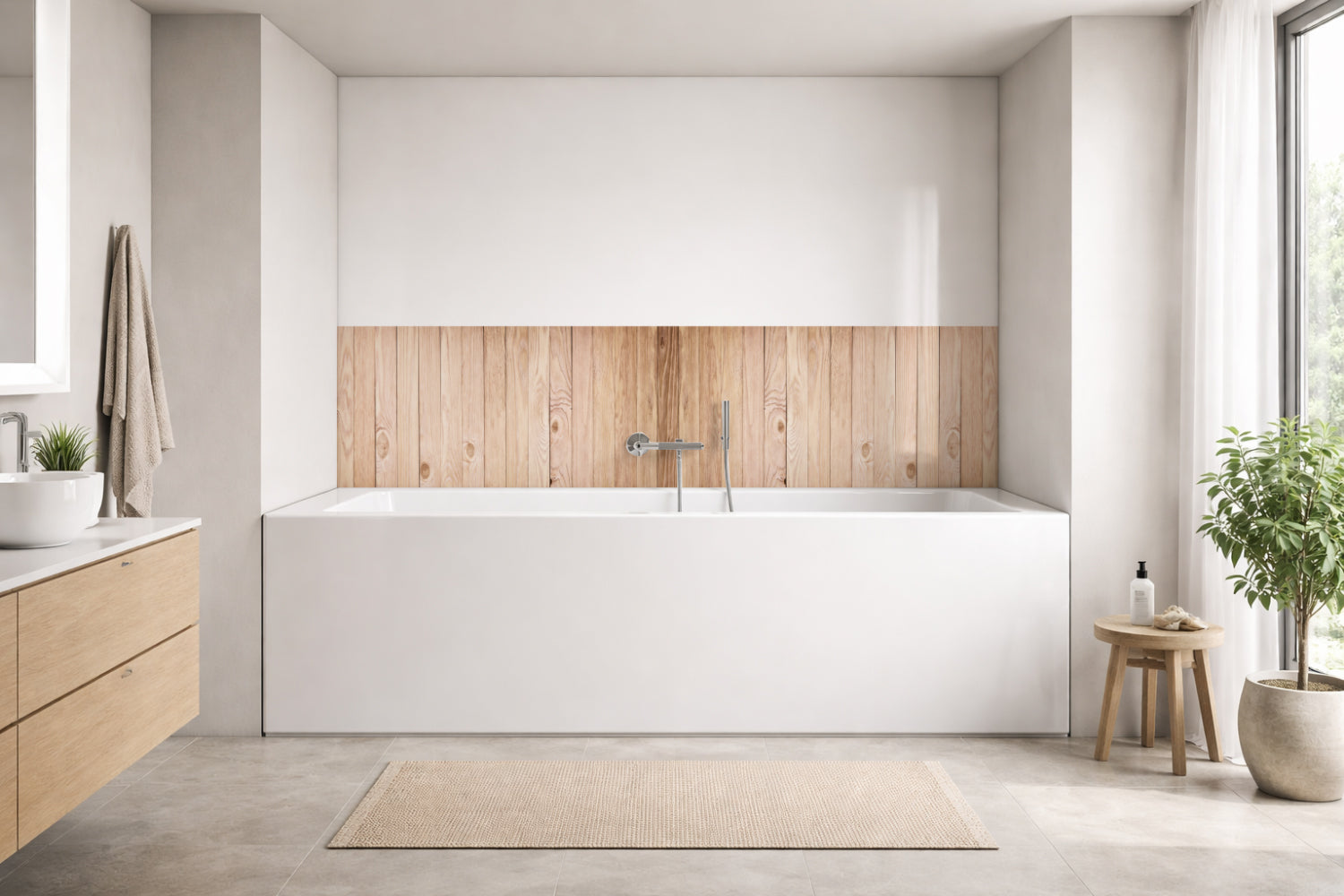Badrückwand Holzoptik
