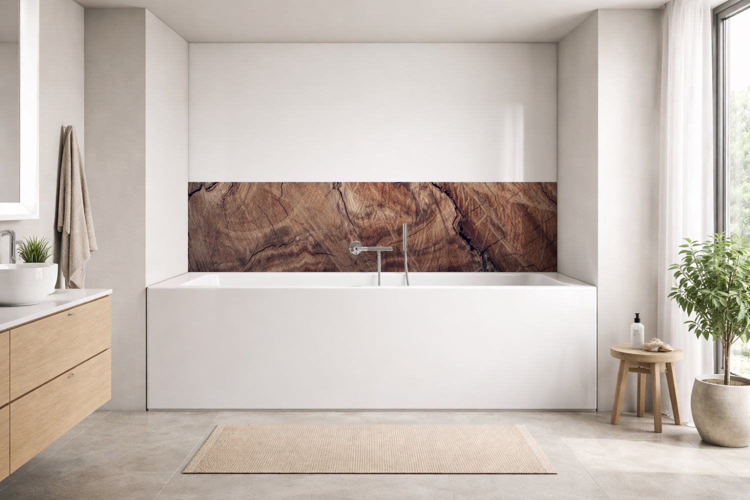 Badrückwand Holzoptik