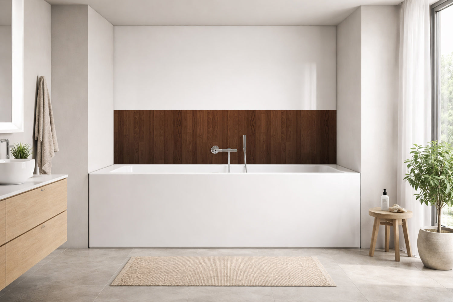 Badrückwand Holzoptik