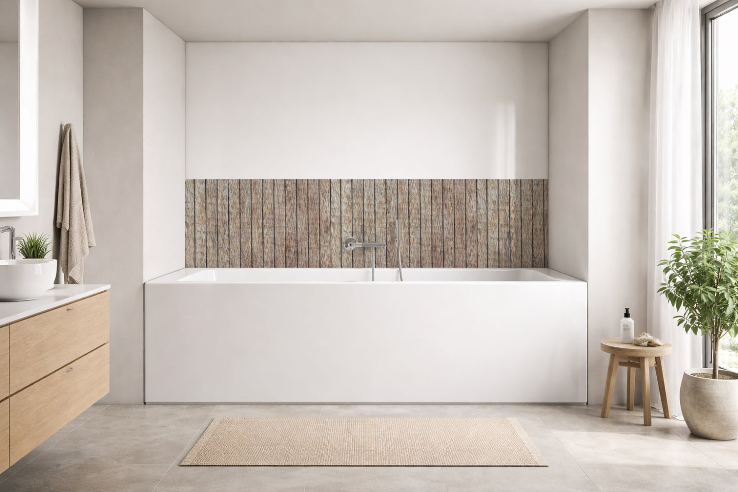 Badrückwand Holzoptik