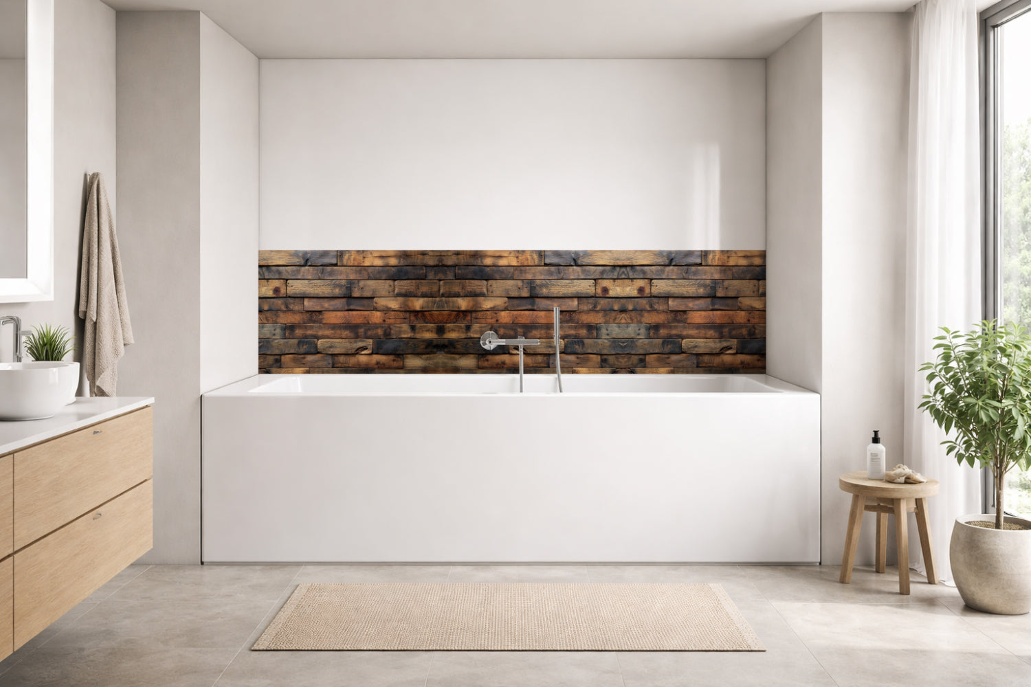 Badrückwand Holzoptik