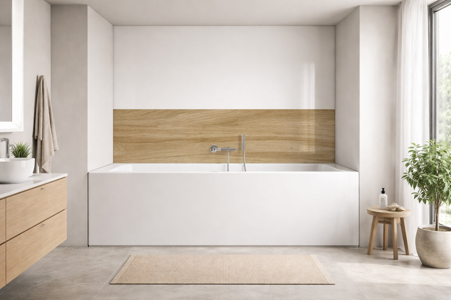 Badrückwand Holzoptik
