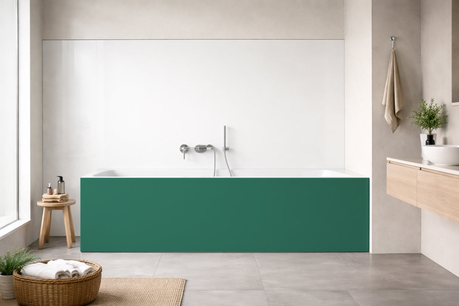 Badrückwand Einfarbig RAL 6000 – Platinagrün
