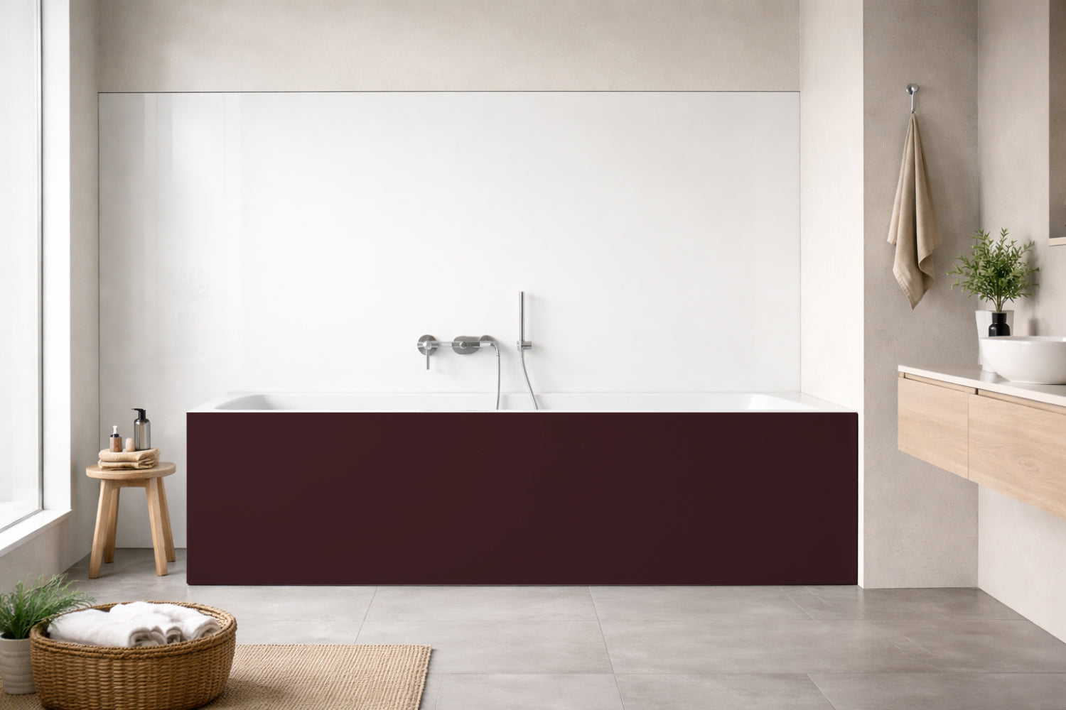 Badrückwand Einfarbig RAL 3007 Schwarzrot