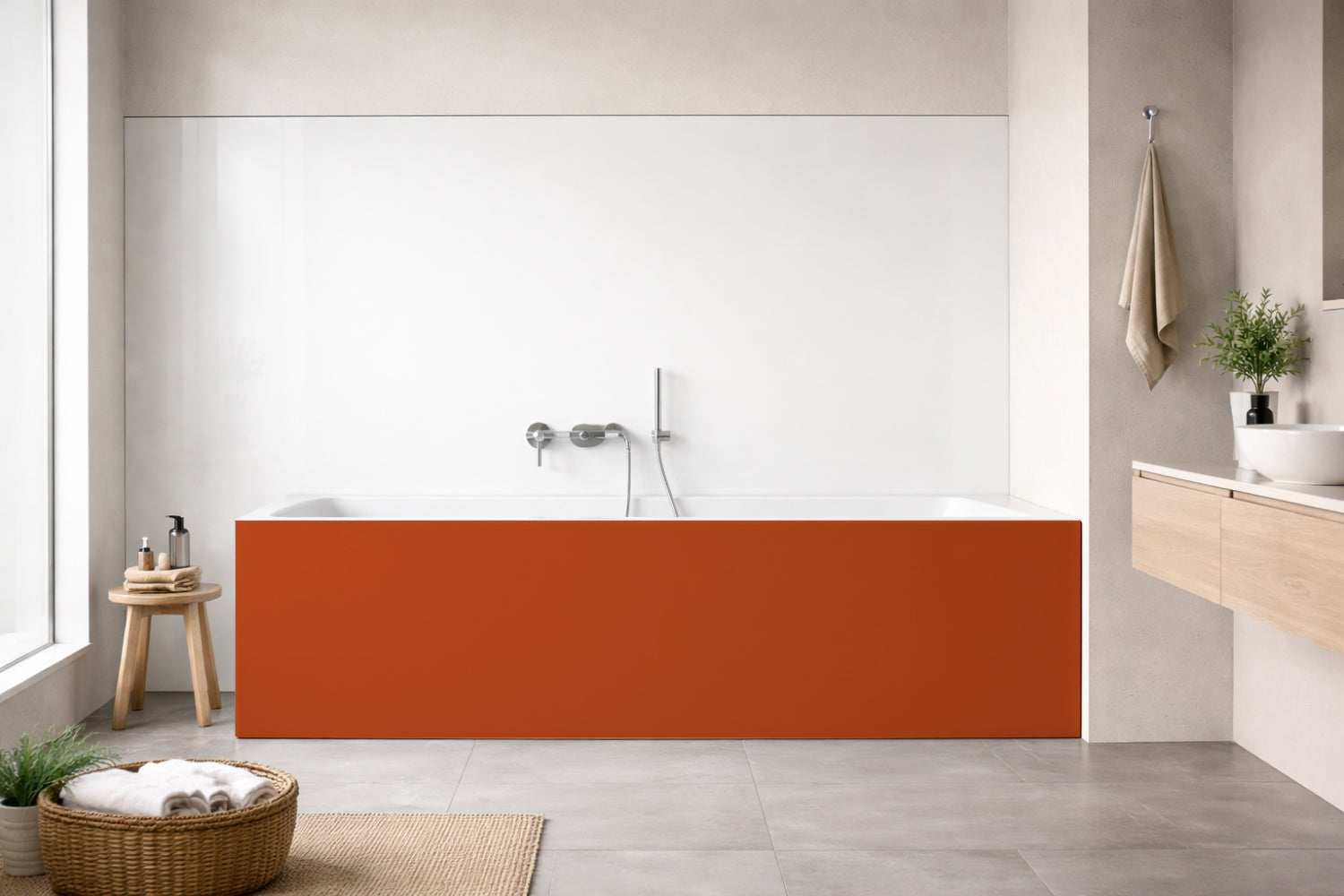 Badrückwand Einfarbig RAL 2001 Rotorange