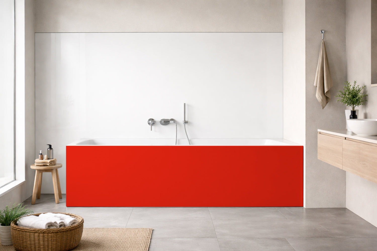 Badrückwand Einfarbig RAL 3028 Reinrot