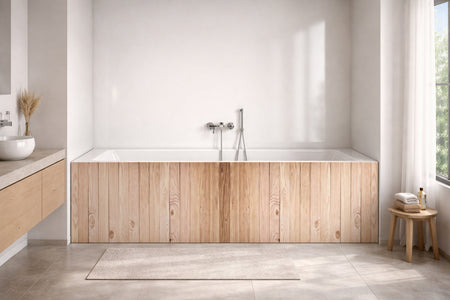 Badrückwand Holzoptik