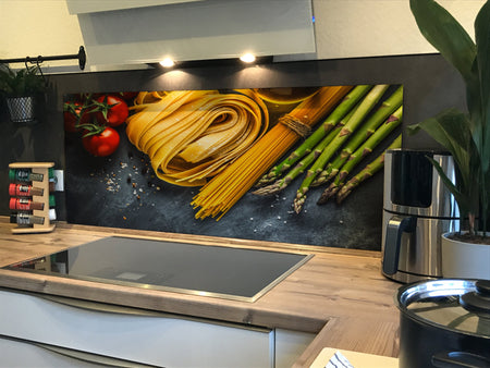 Spritzschutz Küche Spargel Nudel Tomaten