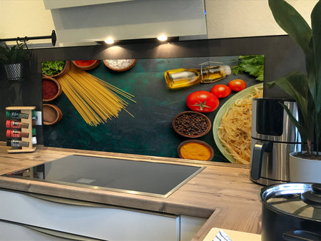 Spritzschutz Küche Spaghetti Tomaten