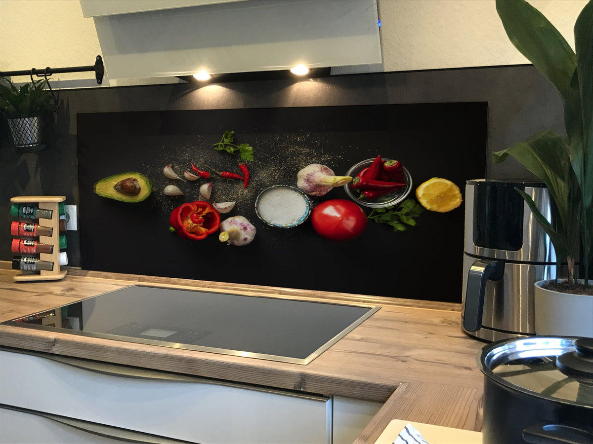 Spritzschutz Küche Avocado Salz Paprika