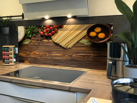 Spritzschutz Küche Spaghetti Cherrytomaten