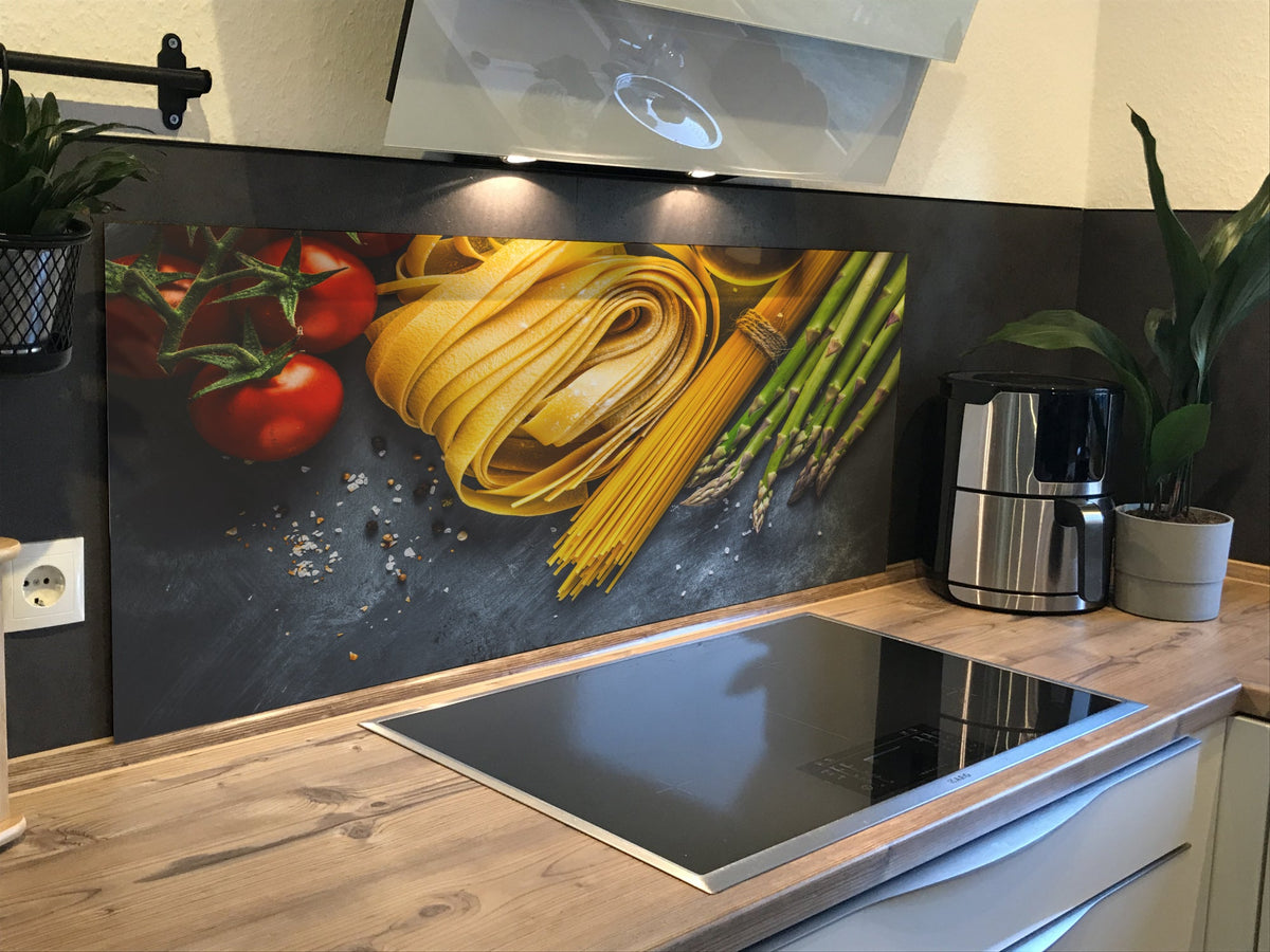 Spritzschutz Küche Spargel Nudel Tomaten
