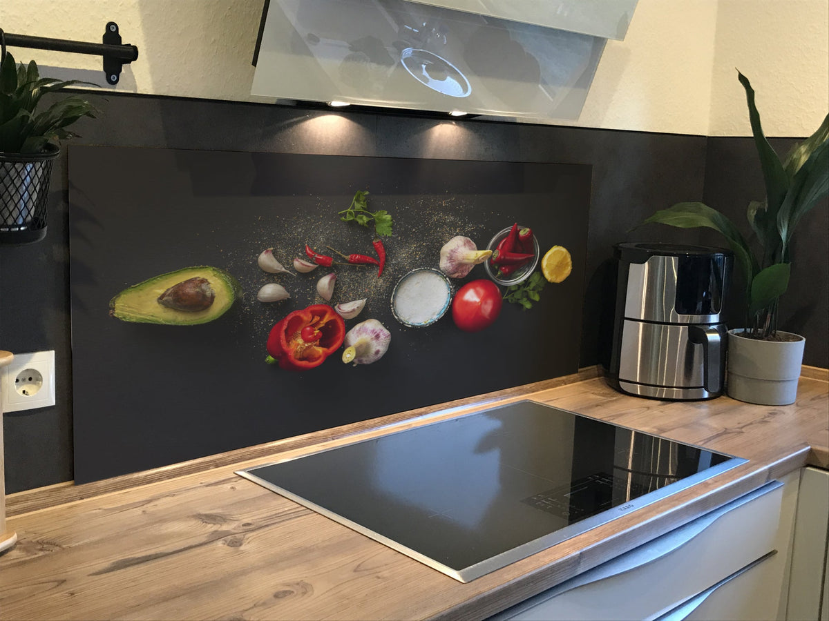Spritzschutz Küche Avocado Salz Paprika