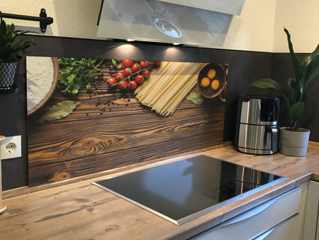 Spritzschutz Küche Spaghetti Cherrytomaten