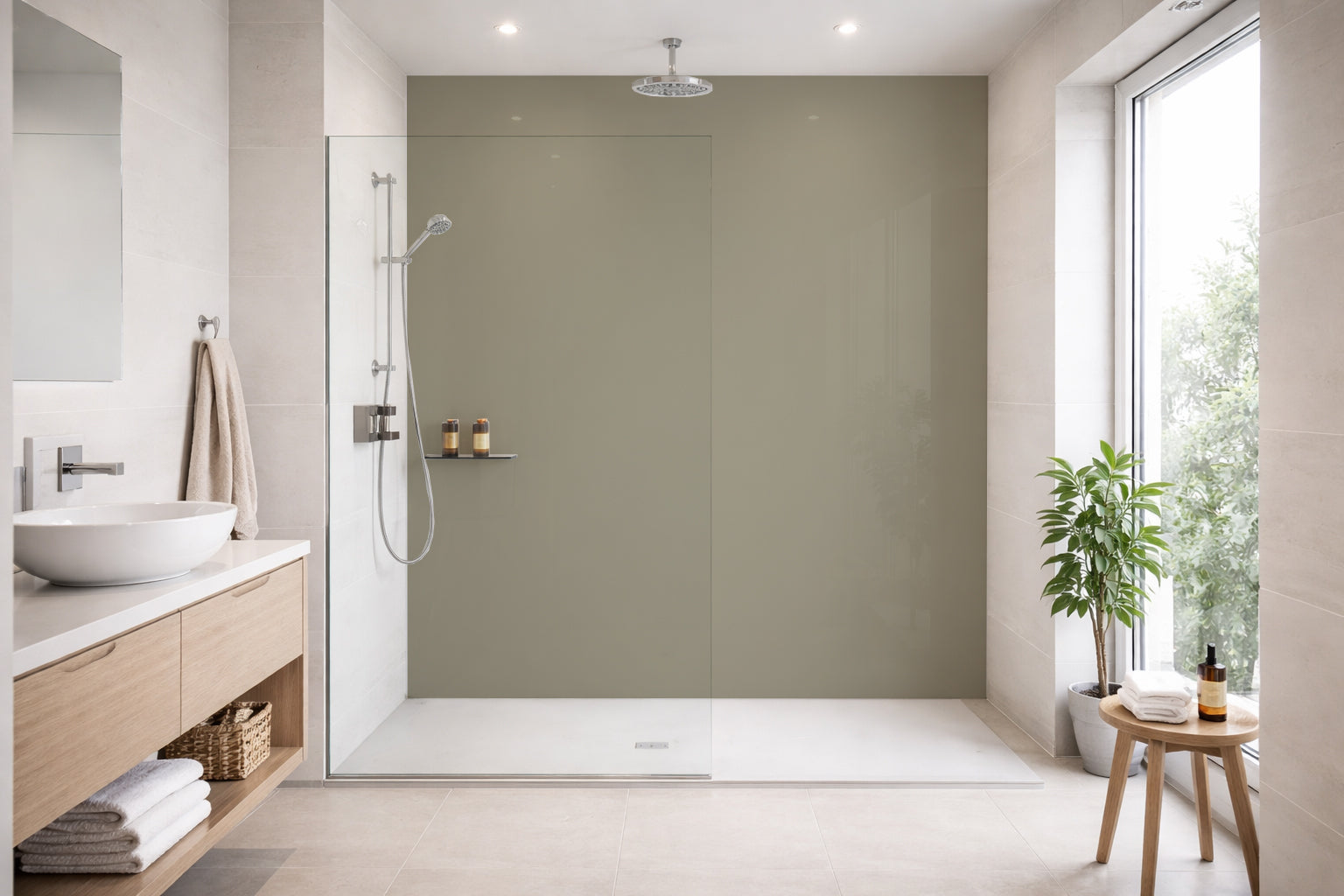 Toilettenrückwand Einfarbig #A39F8B RAL 1035 (Perlbeige)