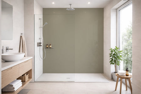 Toilettenrückwand Einfarbig #A39F8B RAL 1035 (Perlbeige)