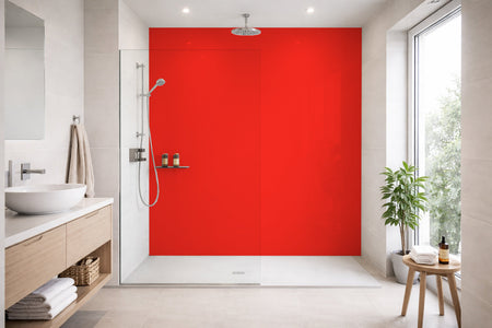 Toilettenrückwand Einfarbig #FF2D21 RAL 3024 – Leuchtrot