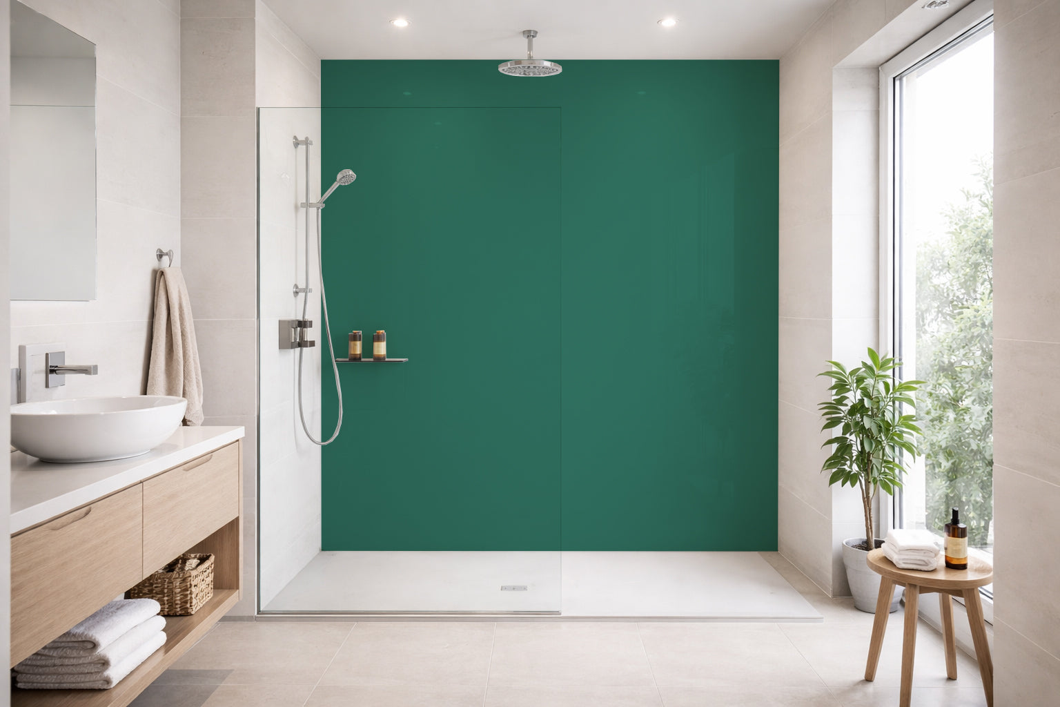 Toilettenrückwand Einfarbig RAL 6000 – Platinagrün