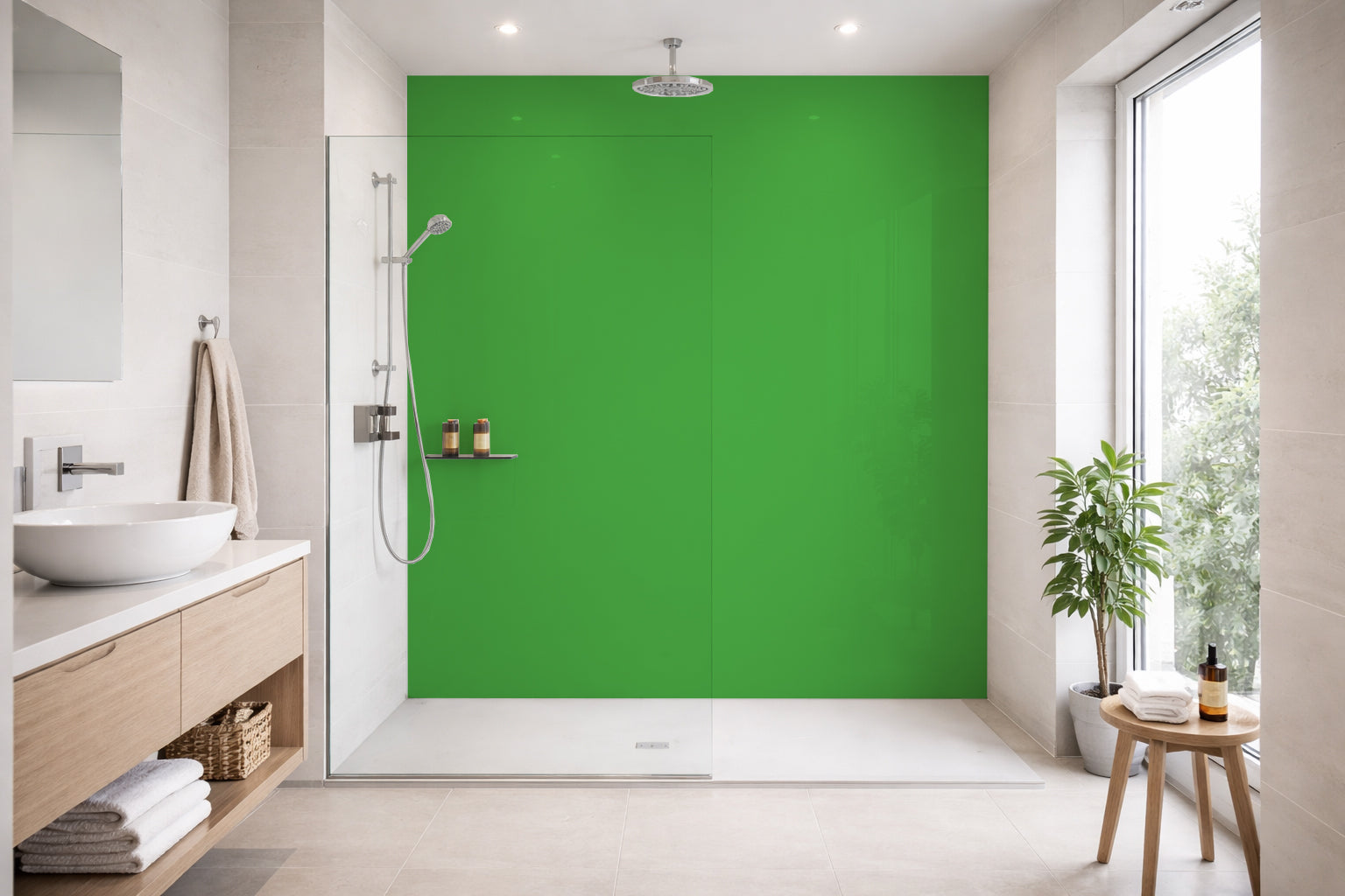 Toilettenrückwand Einfarbig RAL 6018 Gelbgrün