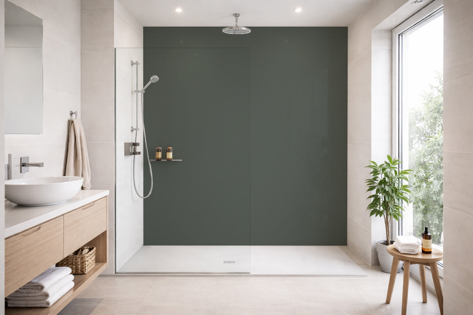 Toilettenrückwand Einfarbig RAL 7009 Grüngrau