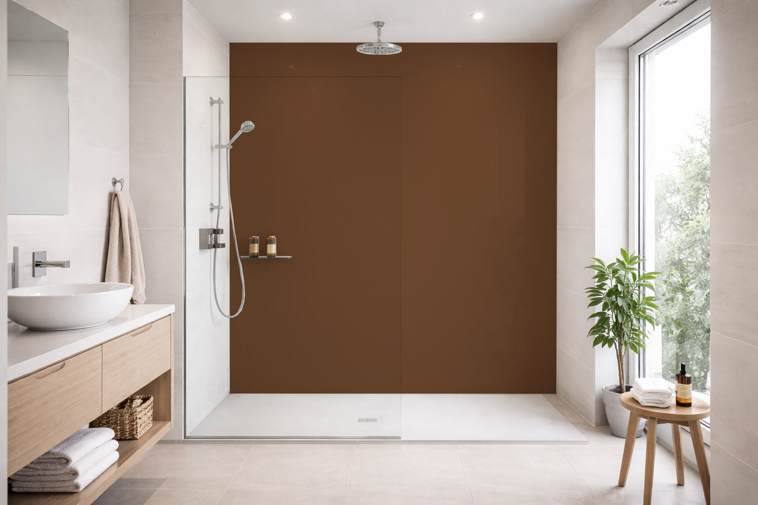 Toilettenrückwand Einfarbig RAL 8007 Rehbraun
