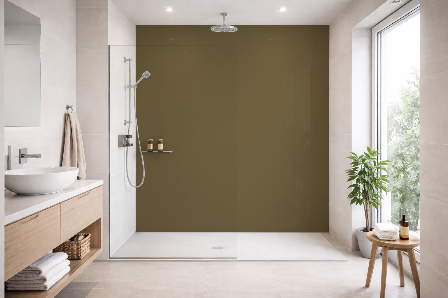 Toilettenrückwand Einfarbig RAL 7008 Khakigrau
