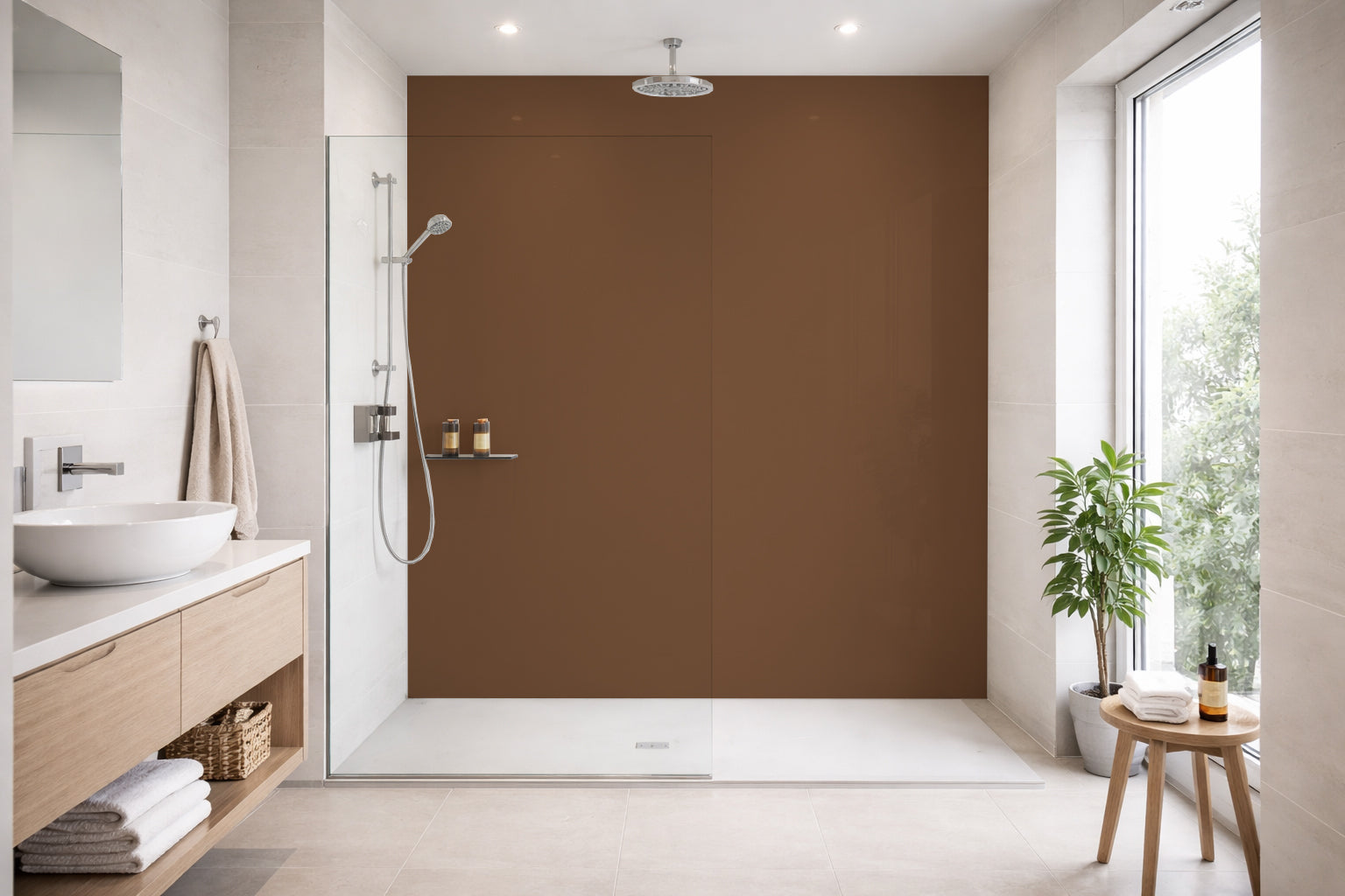 Toilettenrückwand Einfarbig RAL 8024 Beigebraun
