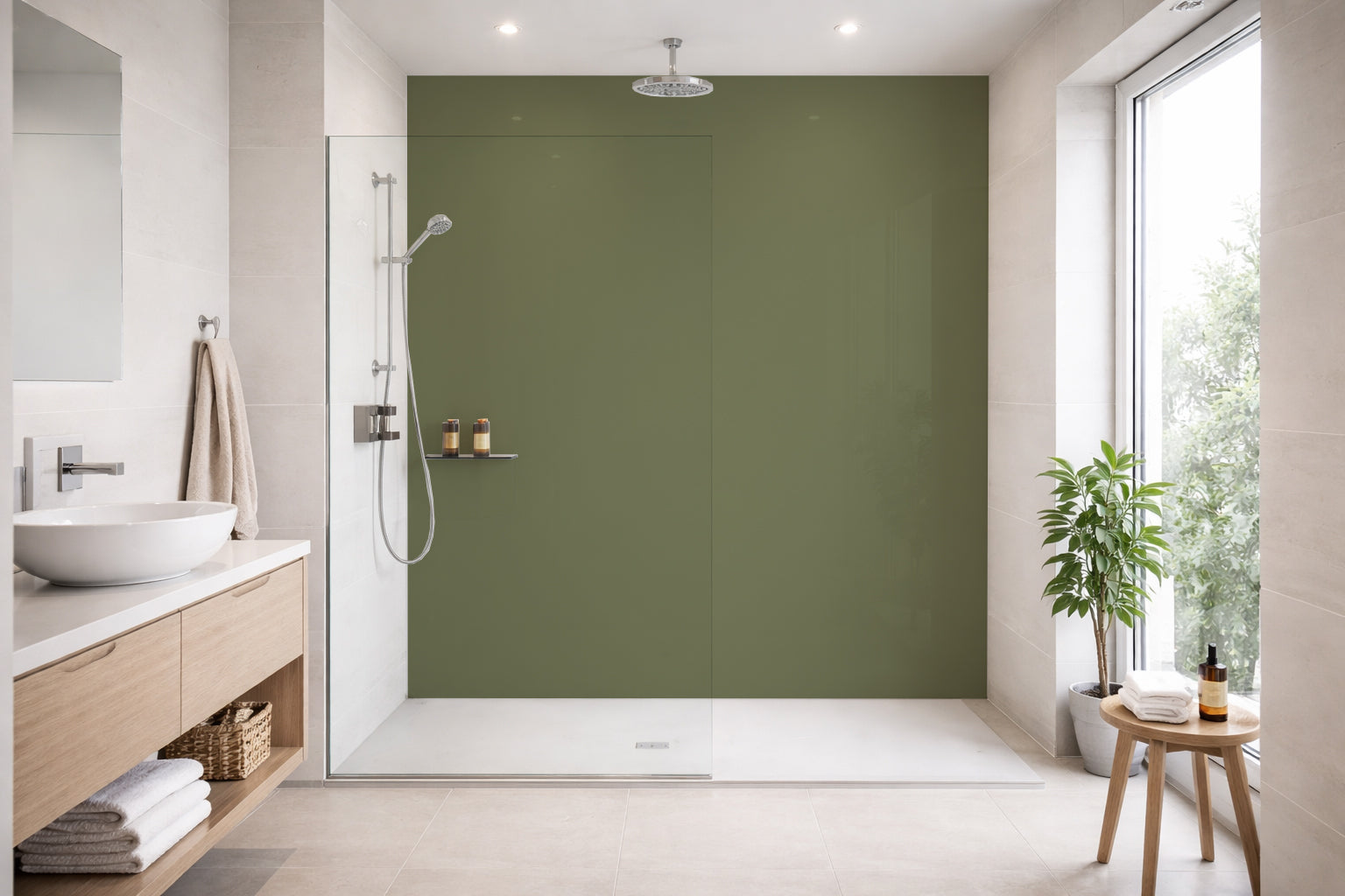 Toilettenrückwand Einfarbig RAL 6013 Schilfgrün