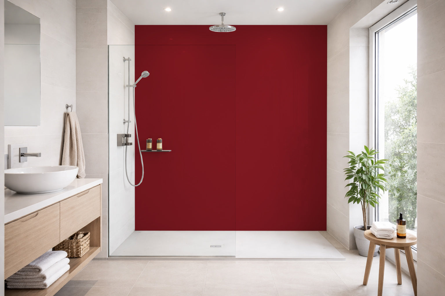 Toilettenrückwand Einfarbig RAL 3003 Rubinrot