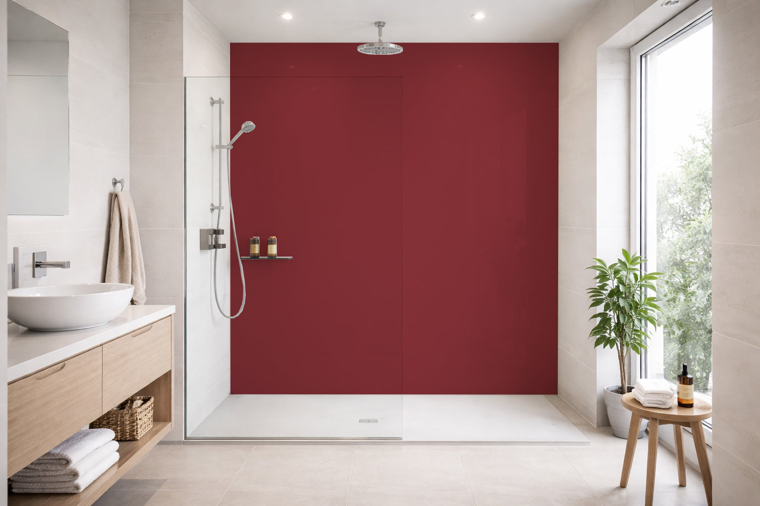 Toilettenrückwand Einfarbig RAL 3022 Perlrubinrot