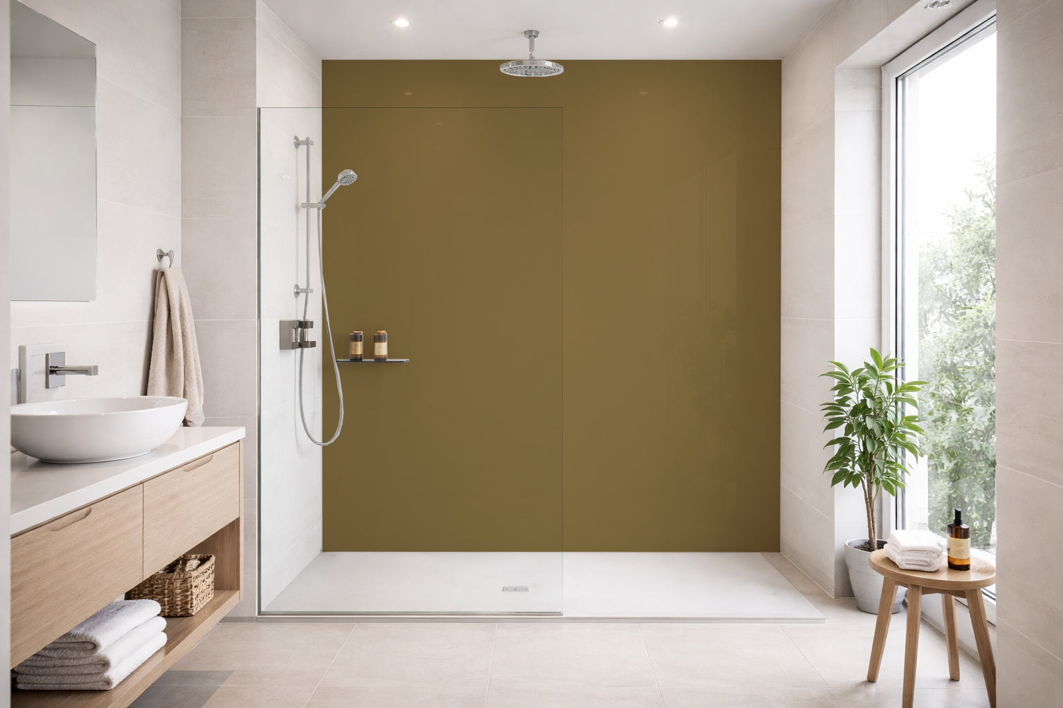 Toilettenrückwand Einfarbig RAL 8000 Grünbraun