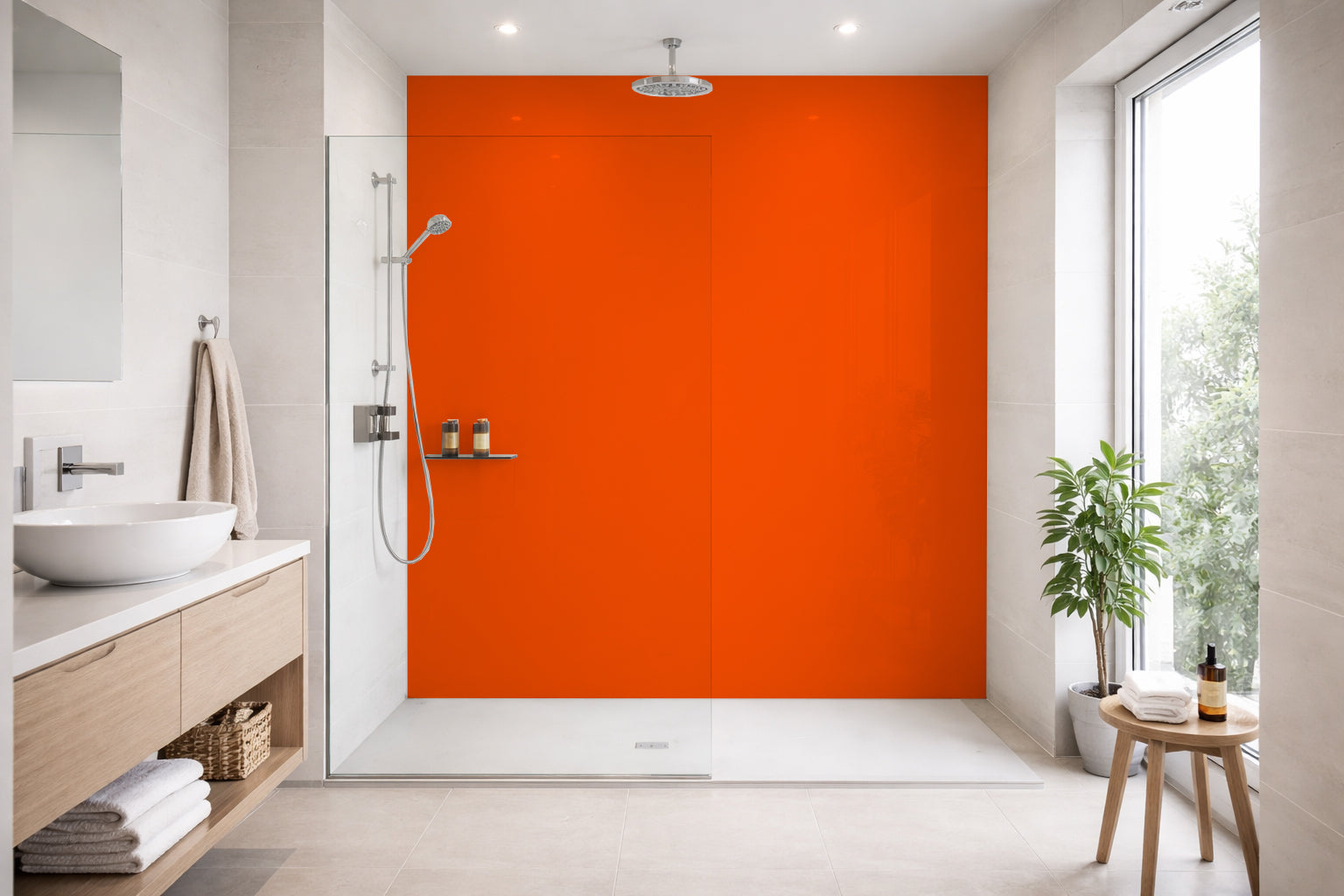 Toilettenrückwand Einfarbig RAL 2005 Leuchtorange